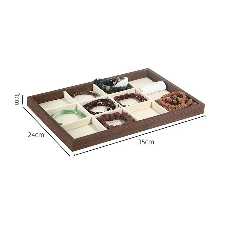 Wood Grain Jewelry Display Tray Ring Bracelet Holder Large Size Jewelry Organizers Storage Necklace Earrings Display Props