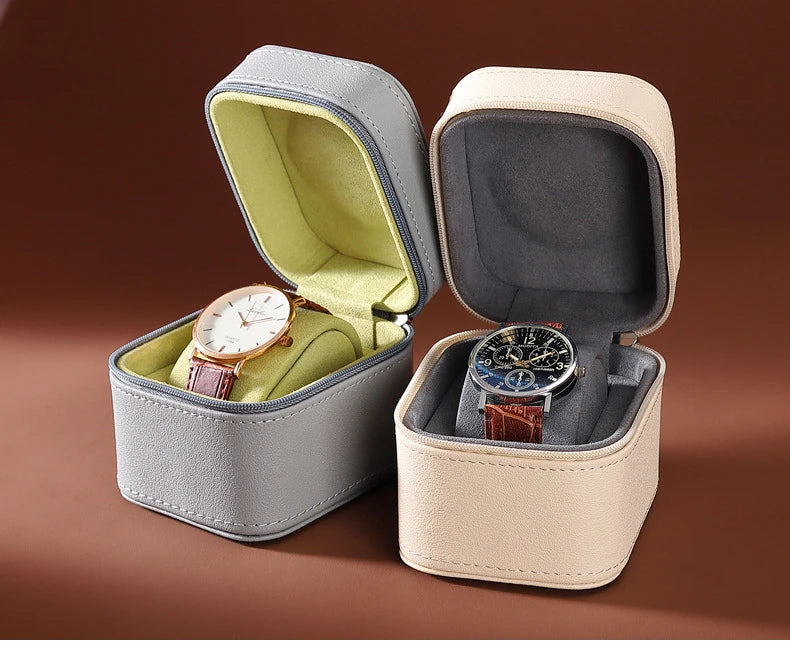 Round Storage Box for Watch Bracelet Exquisite Leather Watch Display Box Festival Party Gift Packaging Box