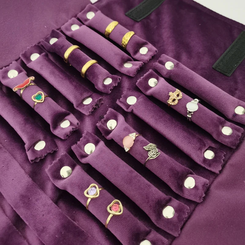 Purple Velvet Lengthening Set Jewelry Roll Bag Pearl Necklace Rings Storage Pouch Watch Bracelet Organizer Jewelry Bags 74*24Cm