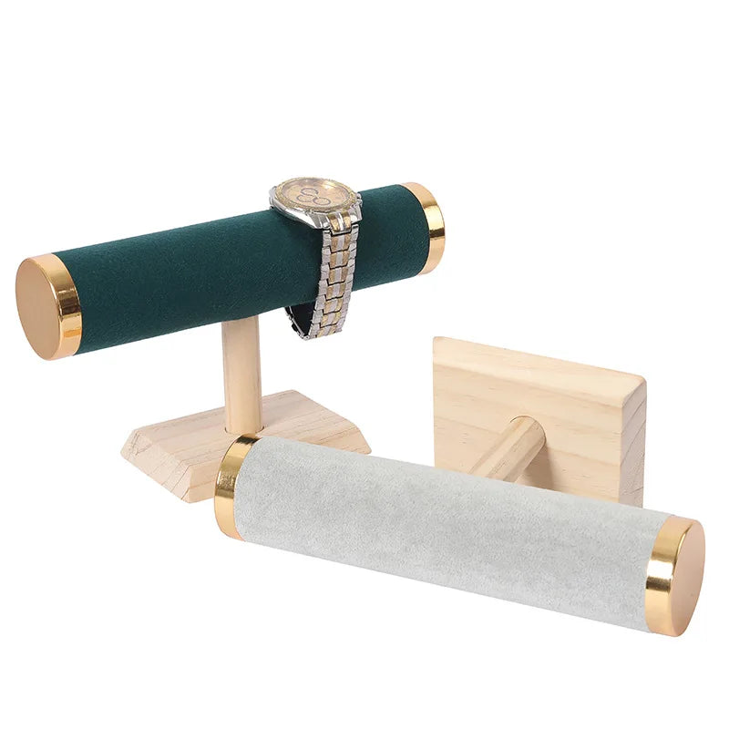 T-Shaped Wood Watch Holder Bangle Necklace Jewelry Display Stand Bracelet Showcase Organizer for Exhibitors Store Window