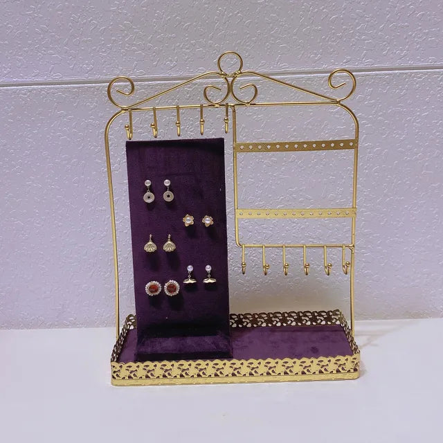 Jewelry Earrings Display Metal Rack Detachable 40-Hole Stud Earrings Display Plate Necklace Hanger