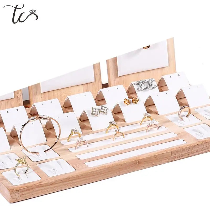Solid Wood Jewelry Display Stand Necklace Pendant Ring Earrings Bracelet Storage Display Stand