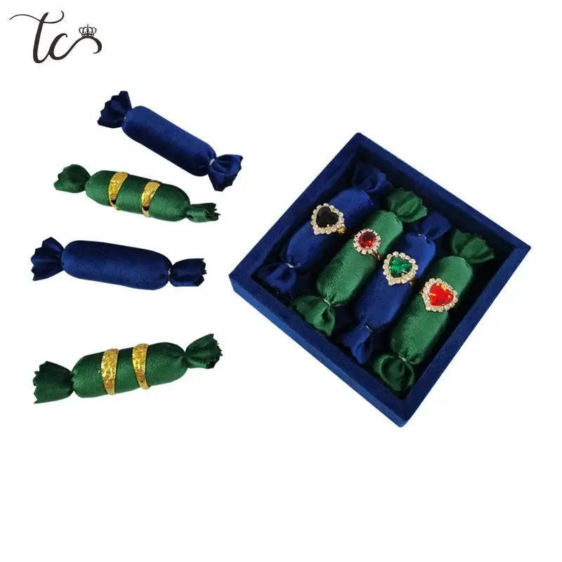 Velvet Candy Shaped Ring Storage Rack Earrings Bracelet Pendant Necklace Jewelry Storage Display Tray