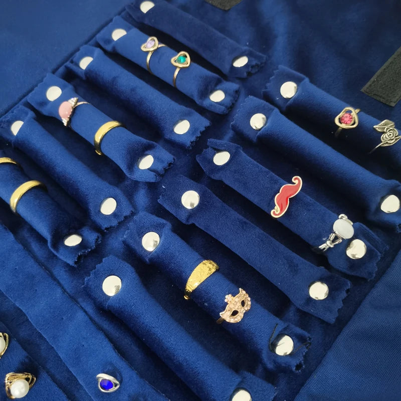 Velvet Jewelry Roll Bag Portable Travel Jewelry Roll Ring Earrings Necklace Pendant Storage Display Bag