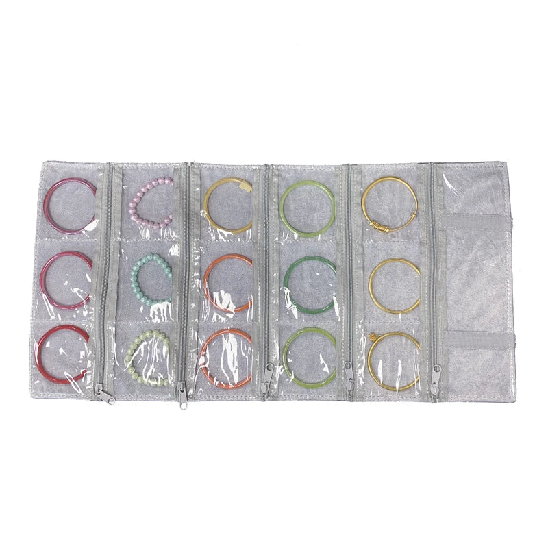 Velvet Zipper Pvc Lattice Dust-Proof and Antioxidant Jewelry Wrap Bag Brooch Ring Earring Organizer Organizer Bag