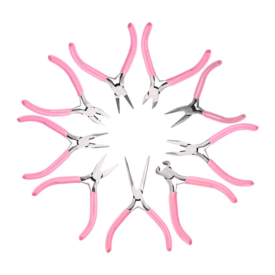 Pink Mini Pliers 9-Piece Diy Headpiece Jewelry Tool Pliers Jewelry Needle Nose Pliers Mini Tool Pliers