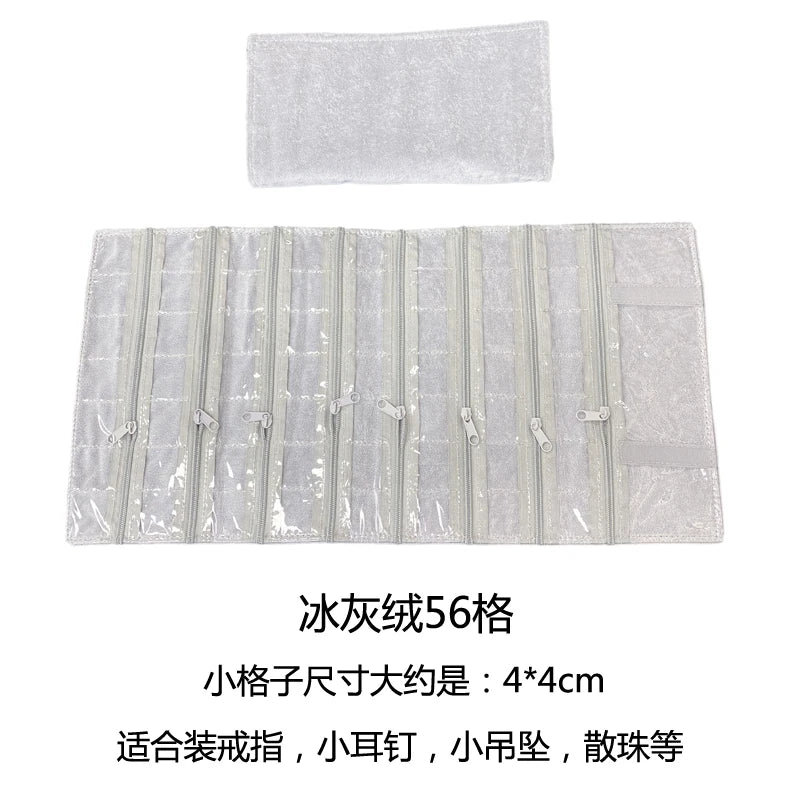 Velvet Zipper Pvc Lattice Dust-Proof and Antioxidant Jewelry Wrap Bag Brooch Ring Earring Organizer Organizer Bag
