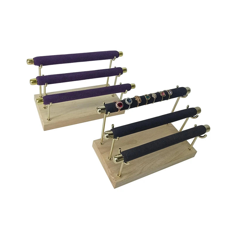 Detachable Ring Display Rack with Stick Wooden Multilayer Jewelry Holder Organizer Retail Store Window Showcase Shelf Stand