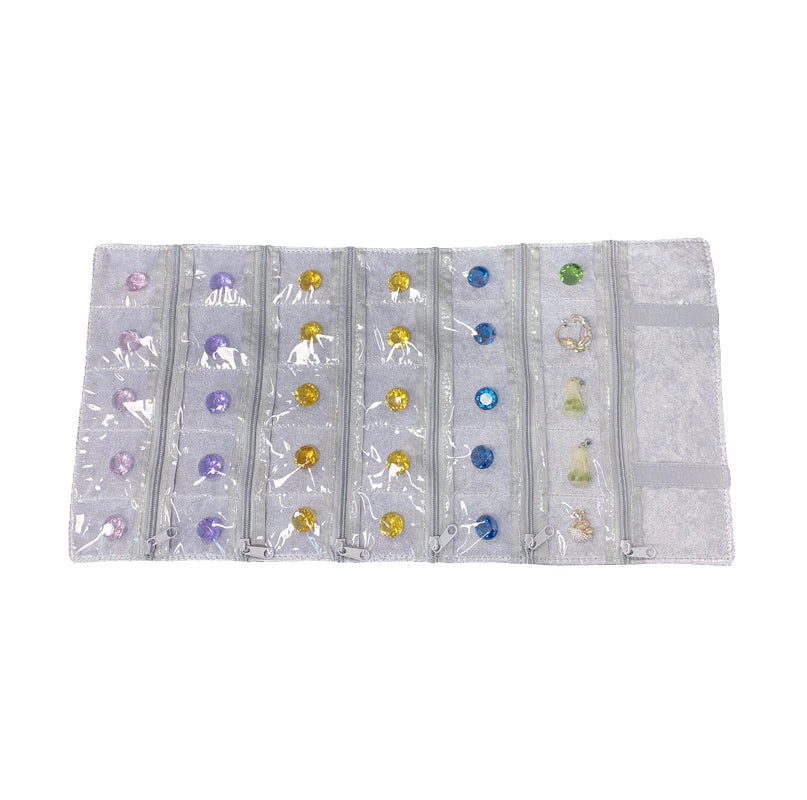 Velvet Zipper Pvc Lattice Dust-Proof and Antioxidant Jewelry Wrap Bag Brooch Ring Earring Organizer Organizer Bag