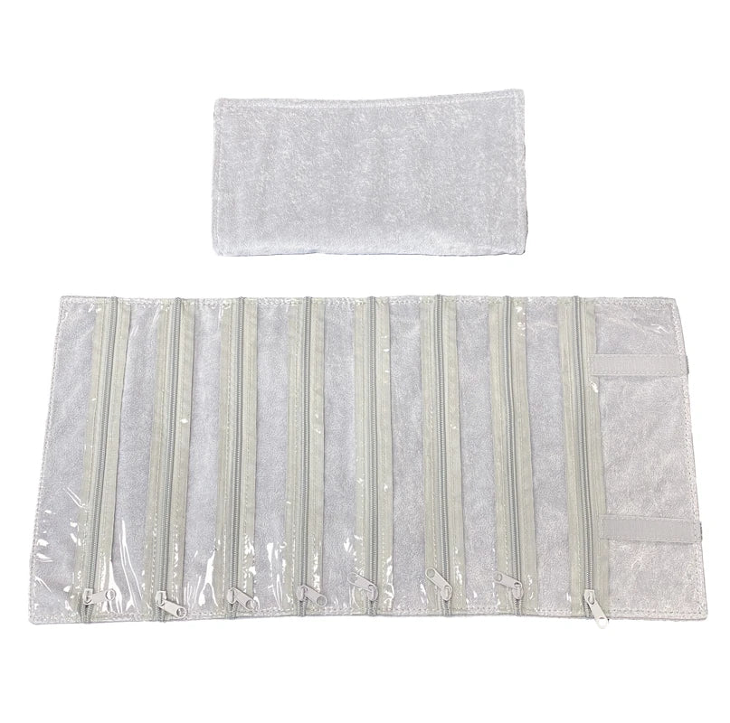 Velvet Zipper Pvc Lattice Dust-Proof and Antioxidant Jewelry Wrap Bag Brooch Ring Earring Organizer Organizer Bag