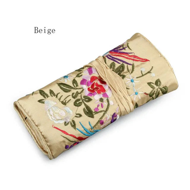 Satin Jewelry Roll Earring Bangle Holder Storage Pack Bag Travel Ring Necklace Jewellery Pouch Organizer Mix Colors