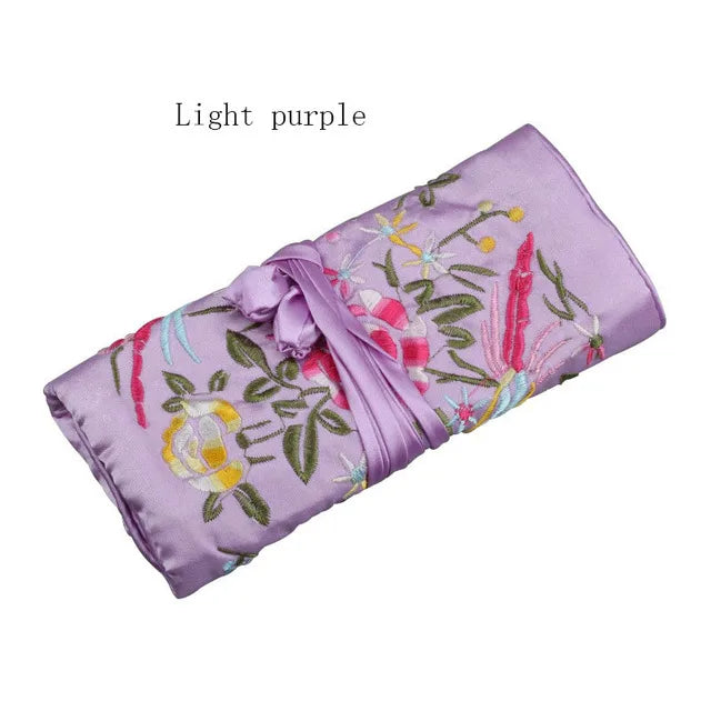 Satin Jewelry Roll Earring Bangle Holder Storage Pack Bag Travel Ring Necklace Jewellery Pouch Organizer Mix Colors