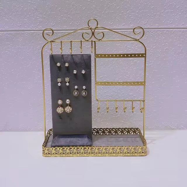 Mordern Metal Jewelry Earrings Stud Earrings Necklace Organizer Display Holder Detachable Stud Earring Tray Necklace Stand