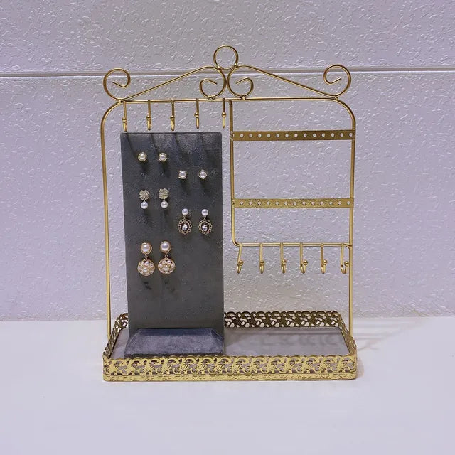 Jewelry Earrings Display Metal Rack Detachable 40-Hole Stud Earrings Display Plate Necklace Hanger