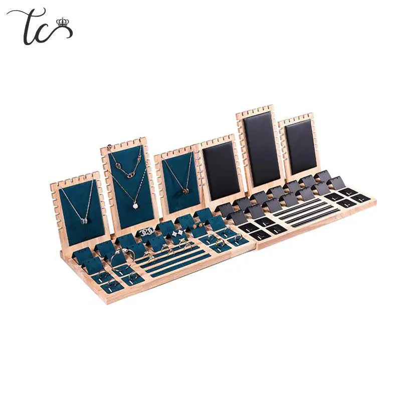 Solid Wood Jewelry Display Stand Necklace Pendant Ring Earrings Bracelet Storage Display Stand