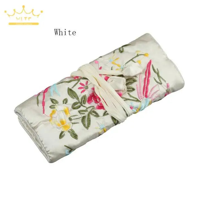 Satin Jewelry Roll Earring Bangle Holder Storage Pack Bag Travel Ring Necklace Jewellery Pouch Organizer Mix Colors