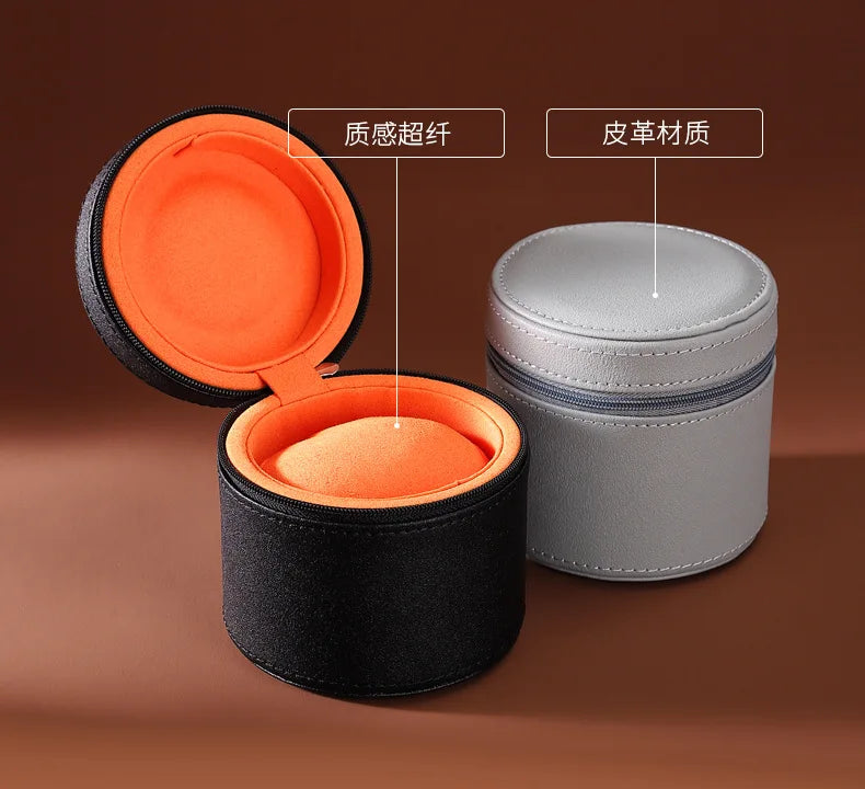 Round Storage Box for Watch Bracelet Exquisite Leather Watch Display Box Festival Party Gift Packaging Box