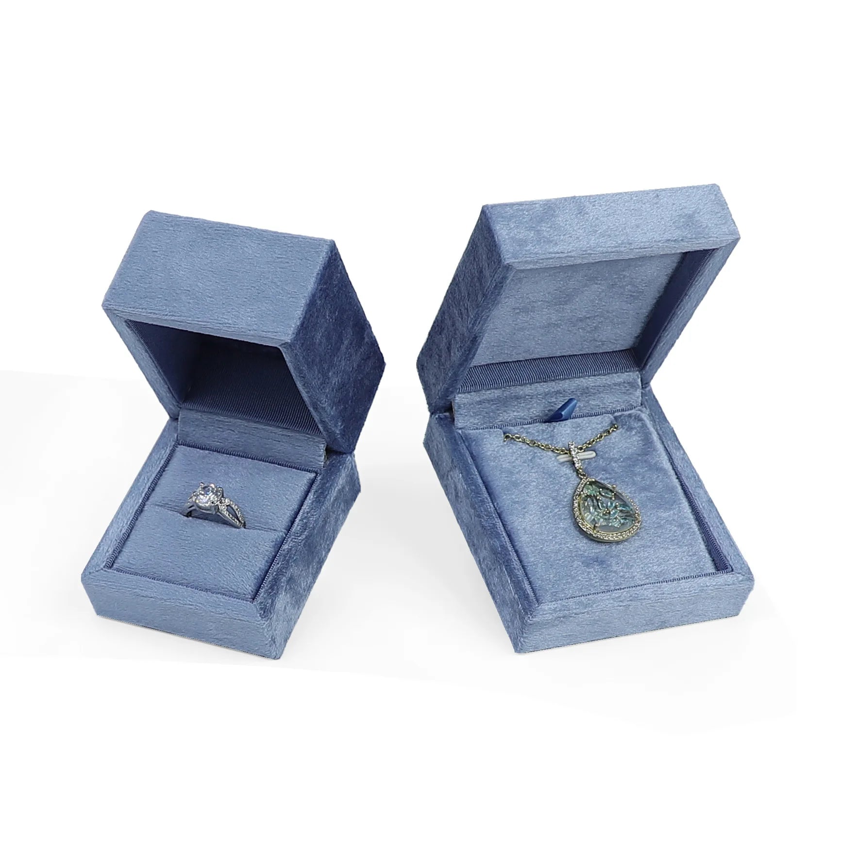 New Velvet Boxes for Ring and Necklace Jewelry Packaging Box Weeding Ring Case Pendant Necklace Holder Valentine's Day Gift Box