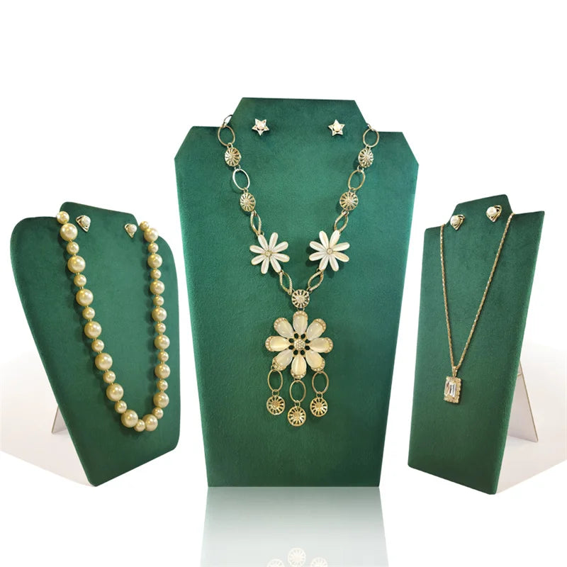 Velvet Necklace Display Stand Jewelry Organizer Rack Pearl Necklace Earrings Display Board for Exhibitor Jewelry Showcase Props