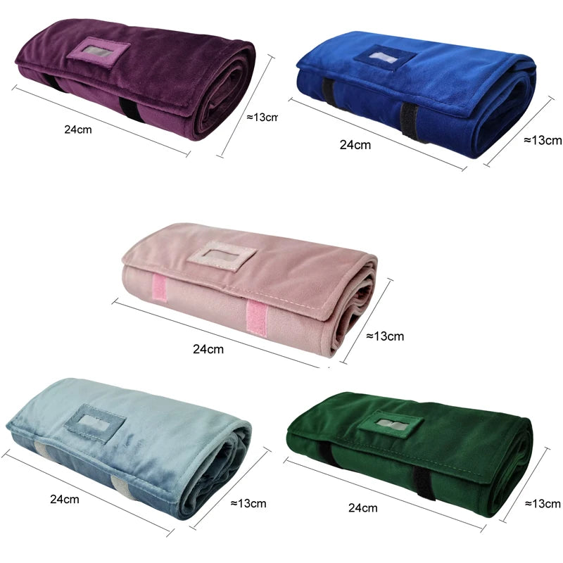Velvet Jewelry Roll Bag Portable Travel Jewelry Roll Ring Earrings Necklace Pendant Storage Display Bag
