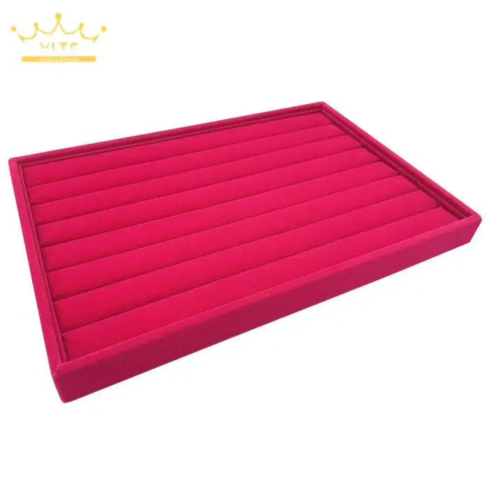 Velvet Jewelry Plate Hundred Ring Display Tray Ear Stud Storage Box Jewelry Display Prop Ring Earring Organizer 35*24Cm