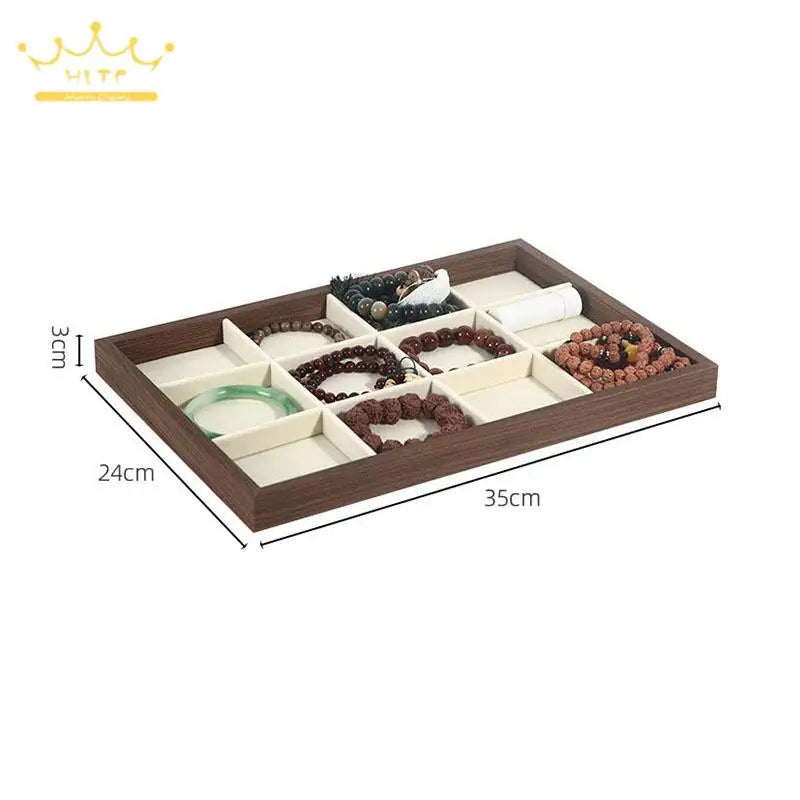 Wood Grain Jewelry Display Tray Ring Bracelet Holder Large Size Jewelry Organizers Storage Necklace Earrings Display Props