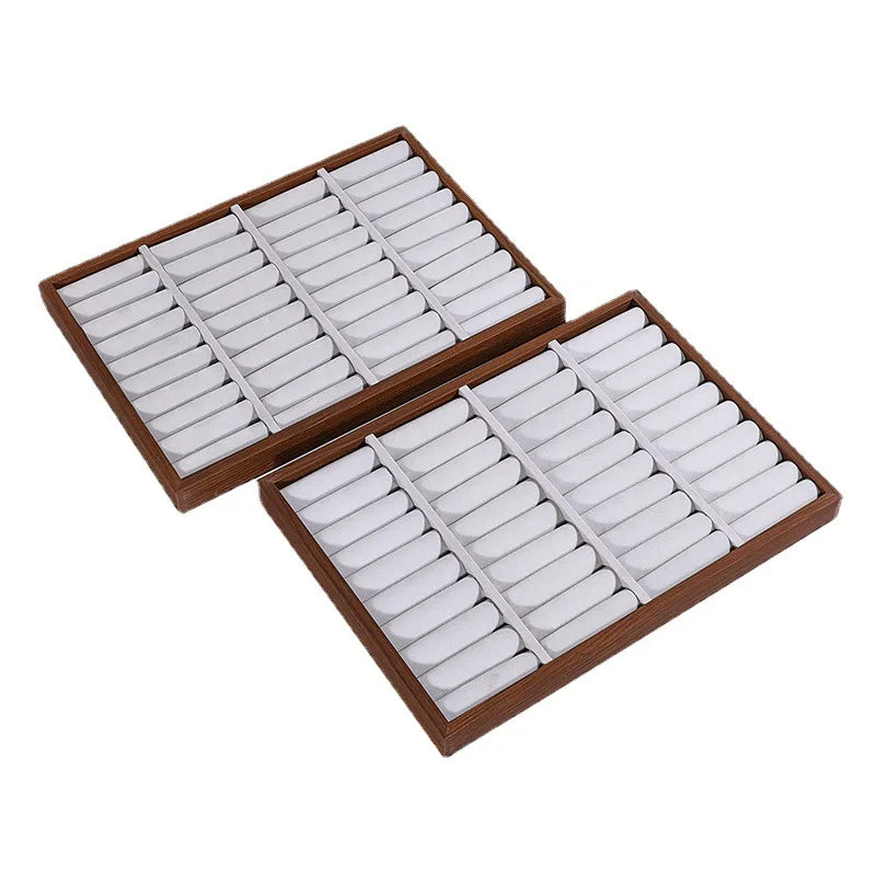 Walnut Grain Jewelry Display Tray Ring Earrings Plate Bracelet Storage Tray Large Capacity Jewelry Holder 35*24Cm