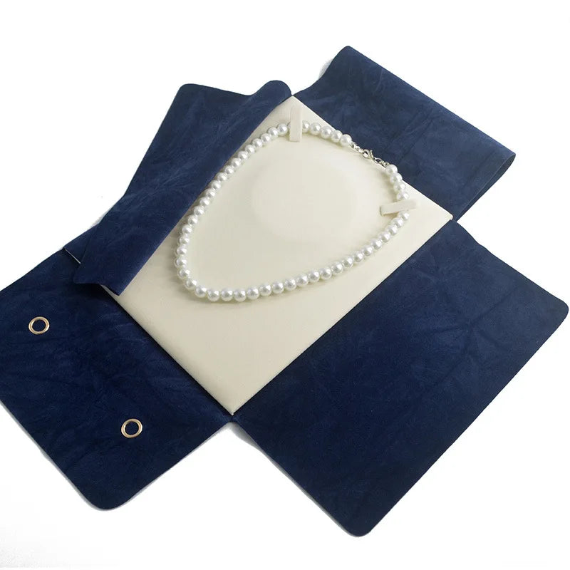 Pearl Necklace Storage Bag Holder Wine Red Double-Sided Textured Fabric Pouch Exhibiting Travel Jewelry Collection Display Bag