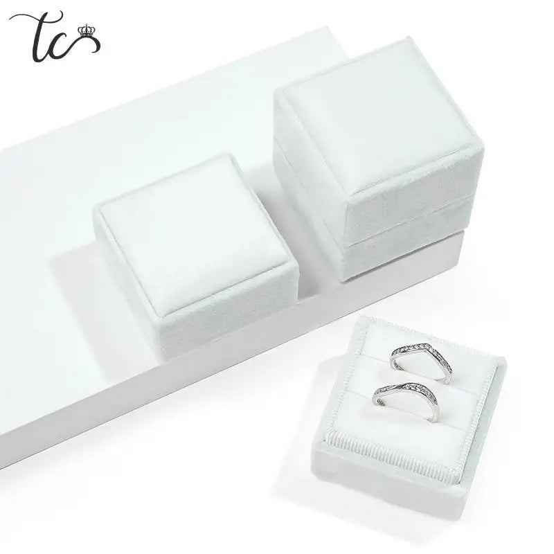 New Velvet Square Jewelry Box Earrings Single and Double Ring Box Wedding Proposal Gift Box