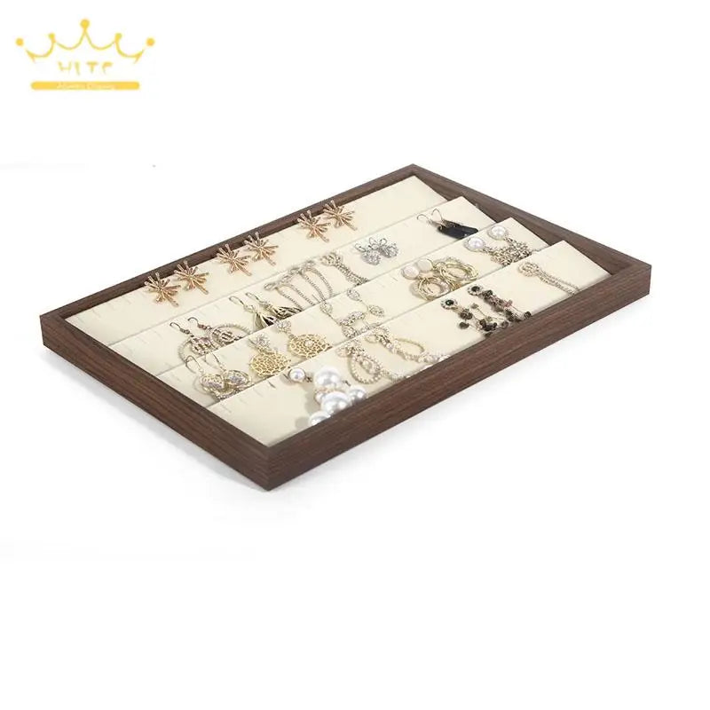Wood Grain Jewelry Display Tray Ring Bracelet Holder Large Size Jewelry Organizers Storage Necklace Earrings Display Props