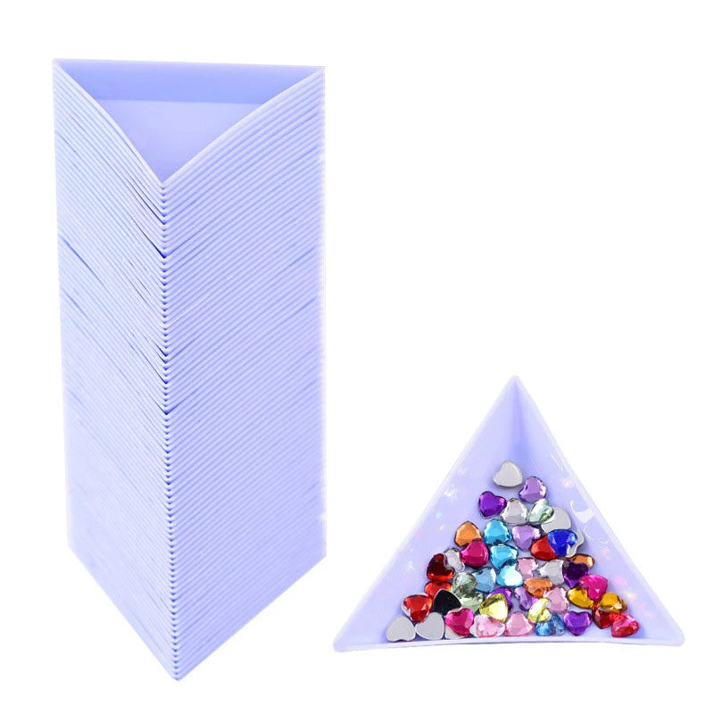 Wholesale 100Pcs/lot Plastic Triangle Jewelry Sorting Tray Gemstone Collection Storage Beads Crystal Nail Art Tool Tray