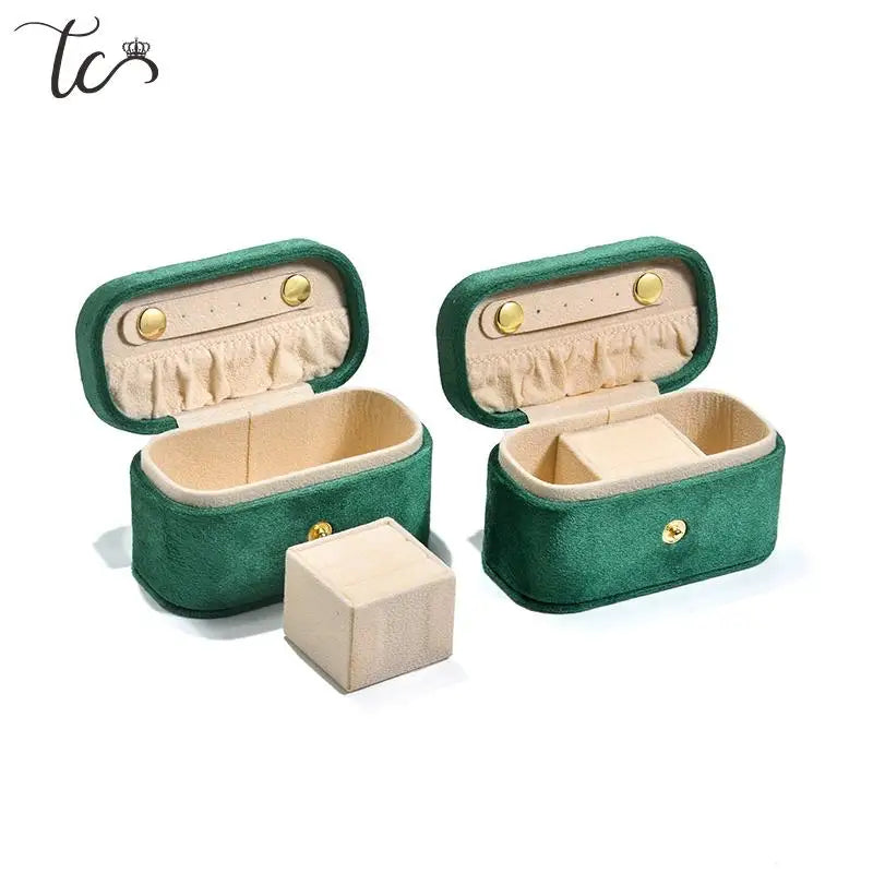 Portable Velvet Small Jewelry Box Jewelry Packaging Box Velvet Ring Earring Container Traditional Festival Gift Packing Boxes