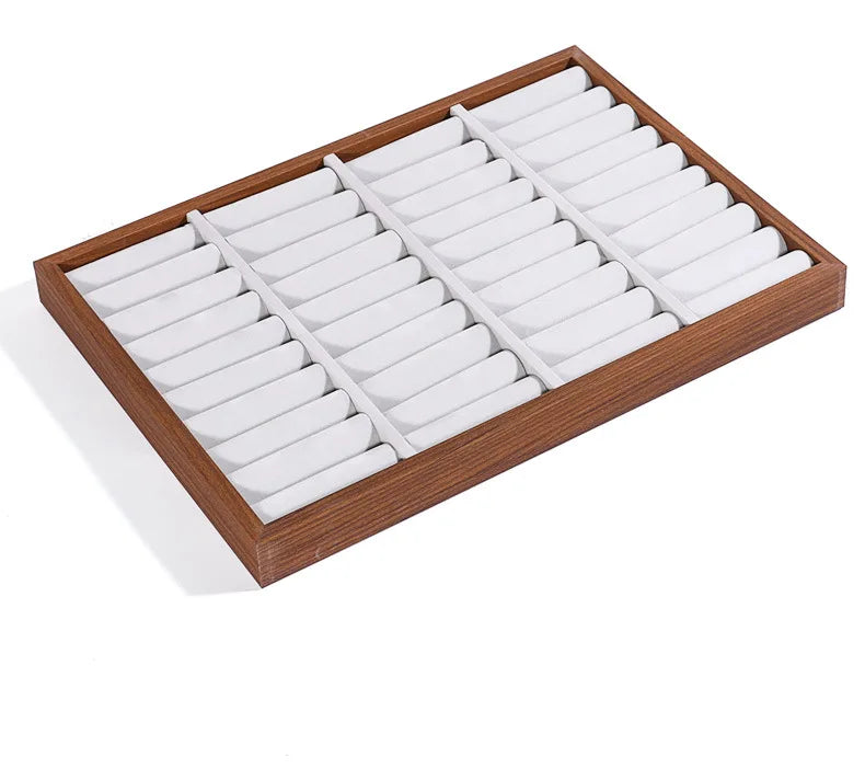 Walnut Grain Jewelry Display Tray Ring Earrings Plate Bracelet Storage Tray Large Capacity Jewelry Holder 35*24Cm