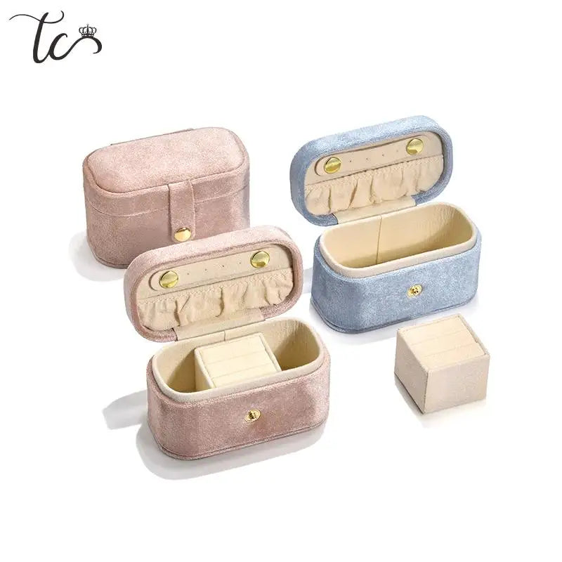 Portable Velvet Small Jewelry Box Jewelry Packaging Box Velvet Ring Earring Container Traditional Festival Gift Packing Boxes