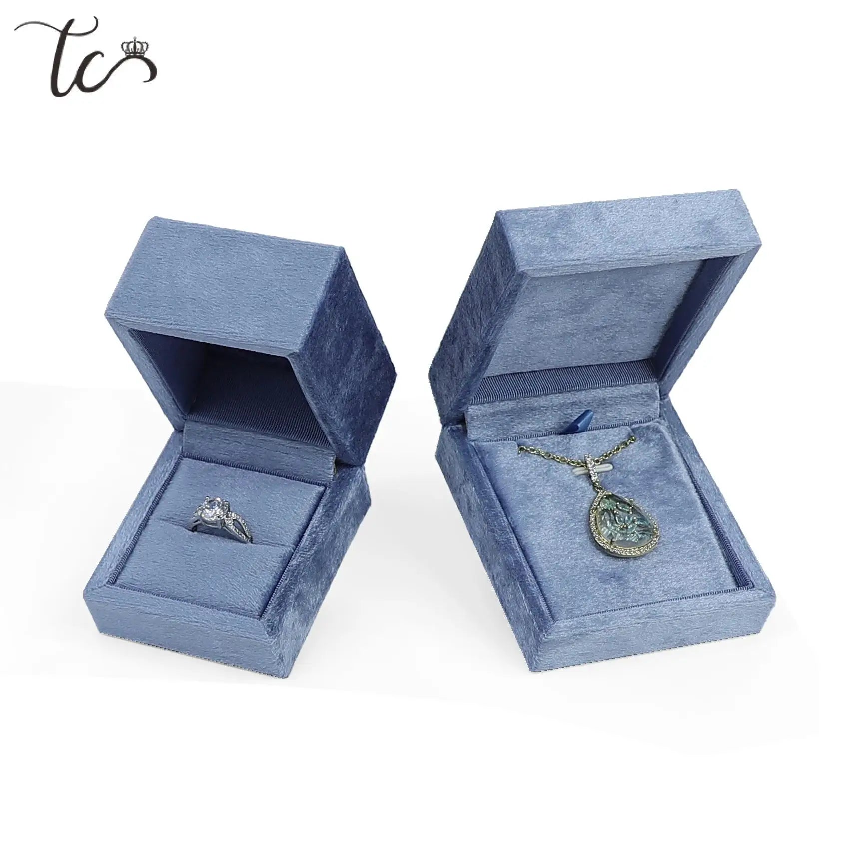 New Velvet Boxes for Ring and Necklace Jewelry Packaging Box Weeding Ring Case Pendant Necklace Holder Valentine's Day Gift Box
