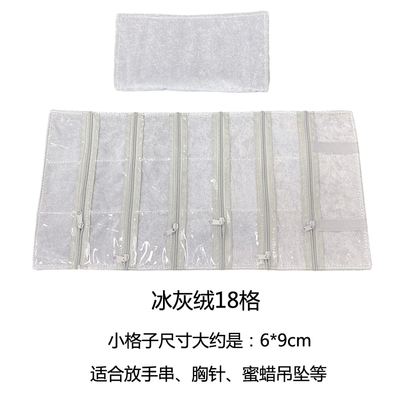 Velvet Zipper Pvc Lattice Dust-Proof and Antioxidant Jewelry Wrap Bag Brooch Ring Earring Organizer Organizer Bag