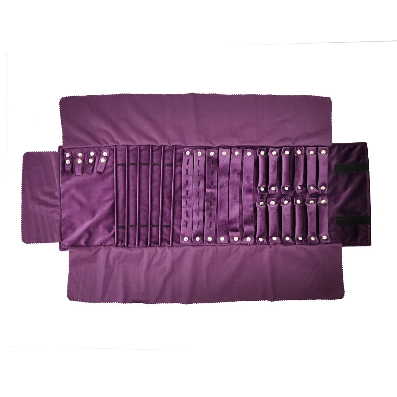 Velvet Jewelry Roll Bag Portable Travel Jewelry Roll Ring Earrings Necklace Pendant Storage Display Bag