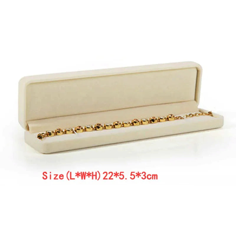 High Quality Beige Flannel Jewelry Box Jewelry Box Ring Necklace Earrings Pendant Storage Box