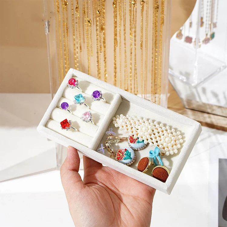 Acrylic Necklace Storage Box with Rotating Hook Bracelet Jewelry Display Rack Personal Ring Hairpin Jewelry Dustproof Box