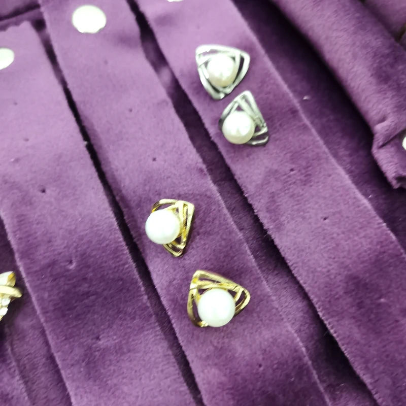 Purple Velvet Lengthening Set Jewelry Roll Bag Pearl Necklace Rings Storage Pouch Watch Bracelet Organizer Jewelry Bags 74*24Cm