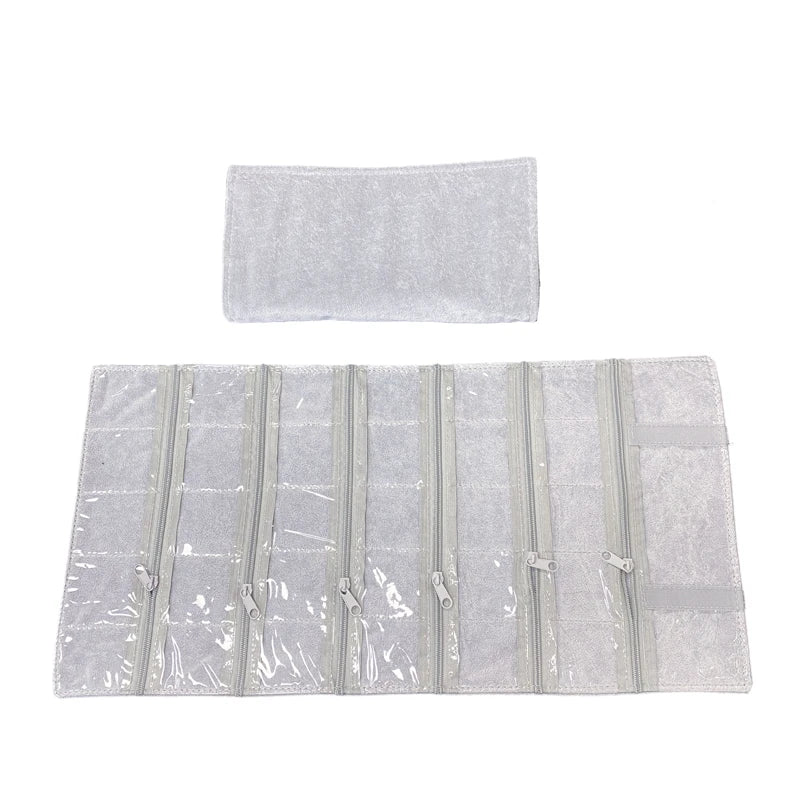 Velvet Zipper Pvc Lattice Dust-Proof and Antioxidant Jewelry Wrap Bag Brooch Ring Earring Organizer Organizer Bag