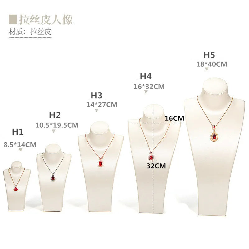 Pu Leather Portrait Neck Display Stand Bust Model Jewelry Pendant Shelf Jewelry Photo Props Jewelry Organizer