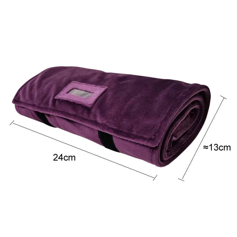 Purple Velvet Lengthening Set Jewelry Roll Bag Pearl Necklace Rings Storage Pouch Watch Bracelet Organizer Jewelry Bags 74*24Cm