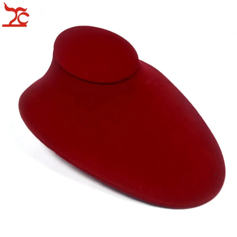 Red Velvet Necklace Jewelry Display Stand Mannequin Pendant Display Holder Model Shelf Neck Bust Frame Showcase Necklace Display