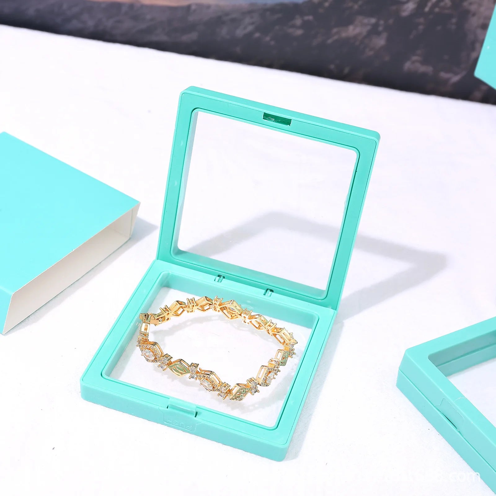 Suspended Box Pe Film and Outer Box and Gift Bag Set Jewelry Holder Ring Bracelet Jewelry Storage Case Set Gift Packaging