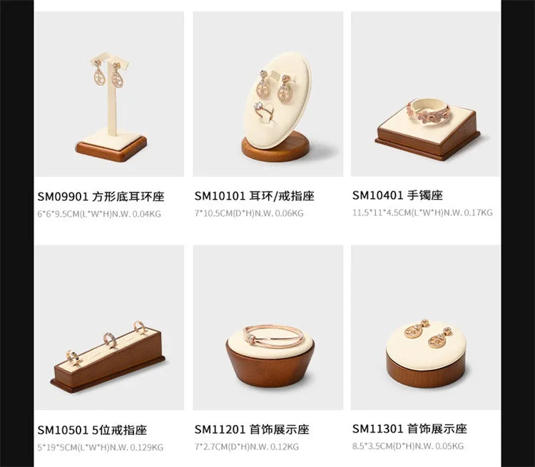 Wooden Jewelry Display Props Counter Exquisite Beaded Jade Jewelry Display Set Storage Props