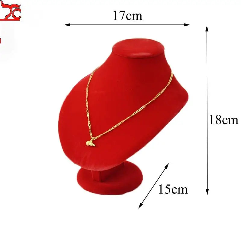 Red Velvet Necklace Jewelry Display Stand Mannequin Pendant Display Holder Model Shelf Neck Bust Frame Showcase Necklace Display