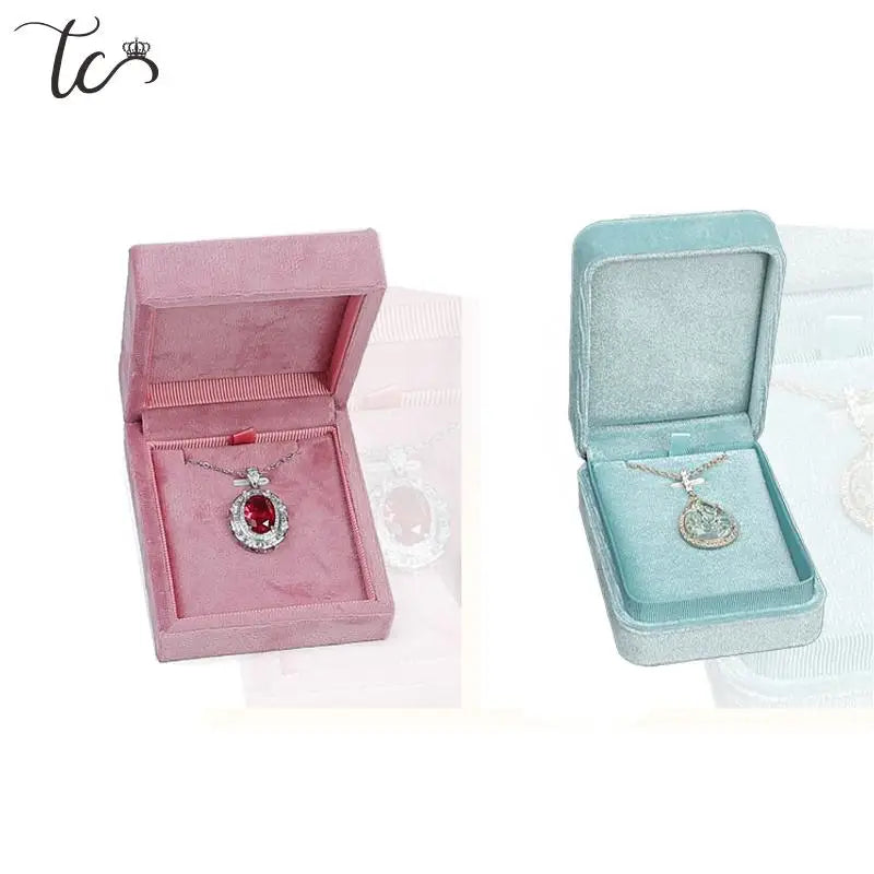 New Velvet Boxes for Ring and Necklace Jewelry Packaging Box Weeding Ring Case Pendant Necklace Holder Valentine's Day Gift Box