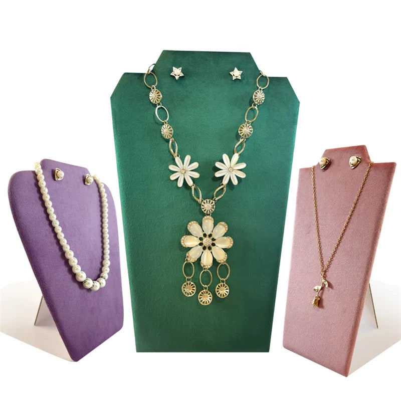 Velvet Necklace Display Stand Jewelry Organizer Rack Pearl Necklace Earrings Display Board for Exhibitor Jewelry Showcase Props