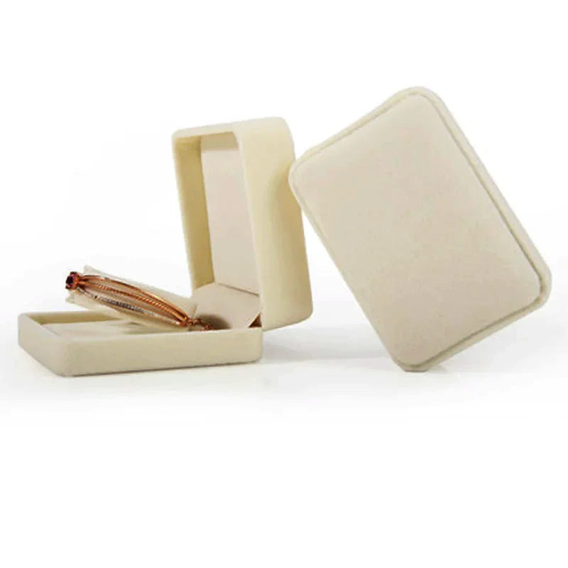 High Quality Beige Flannel Jewelry Box Jewelry Box Ring Necklace Earrings Pendant Storage Box
